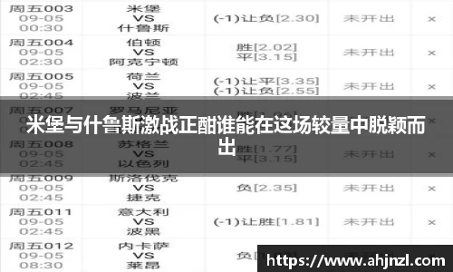 米堡与什鲁斯激战正酣谁能在这场较量中脱颖而出