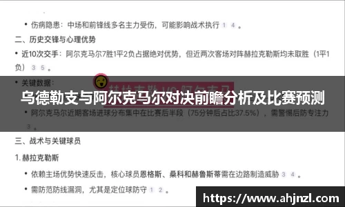 乌德勒支与阿尔克马尔对决前瞻分析及比赛预测